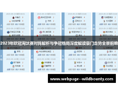 2023年欧冠淘汰赛对阵解析与争冠格局深度解读豪门走势全景前瞻